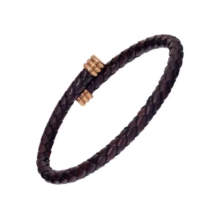 Braided Leather Bracelet with Flexible Spring Fit