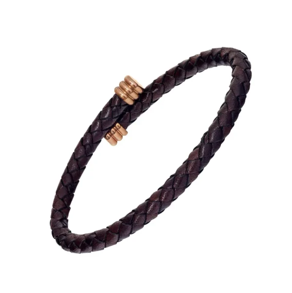 Braided Leather Bracelet with Flexible Spring Fit