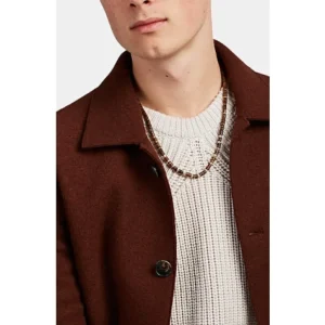 Brown Cognac Shell & Sterling Silver Necklace