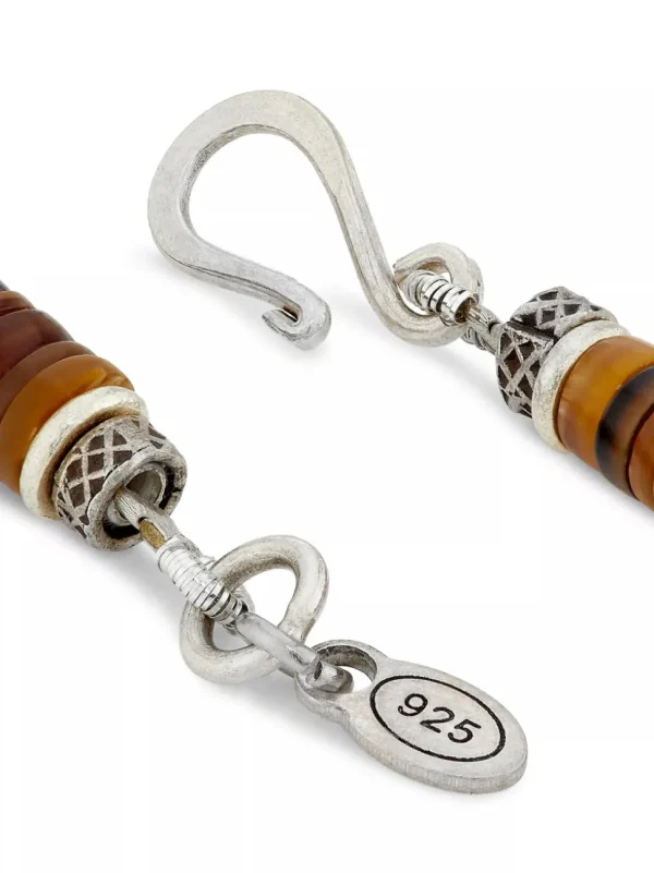 Brown Cognac Shell & Sterling Silver Necklace