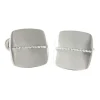 Brushed Soft Square Sterling Silver Cufflinks with Diamonds I Jan Leslie
