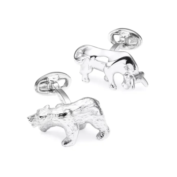 Bull & Bear Stock Trader Sterling Cufflinks