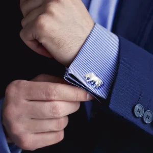Bull & Bear Stock Trader Sterling Cufflinks