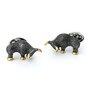 Bull Sterling Cufflinks with 18k Gold Vermeil horns