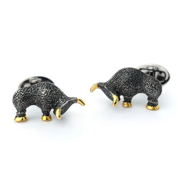 Bull Sterling Cufflinks with 18k Gold Vermeil horns