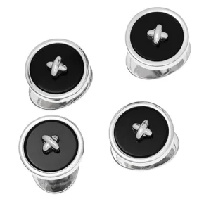 Button Classic Gemstone Sterling Tuxedo Studs