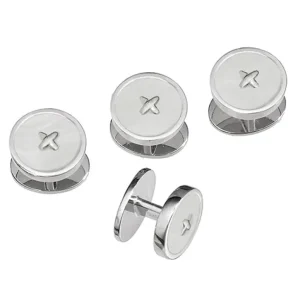 Button Classic Gemstone Sterling Tuxedo Studs