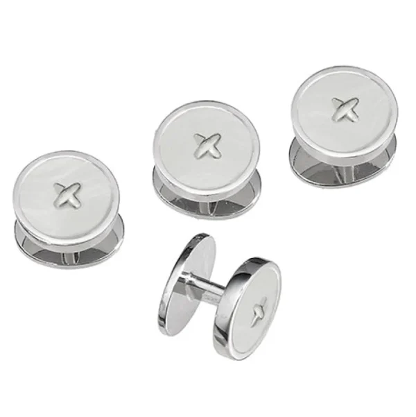Button Classic Gemstone Sterling Tuxedo Studs
