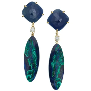 Cabo San Lucas 18K Gold One of a Kind Gemstone Earrings