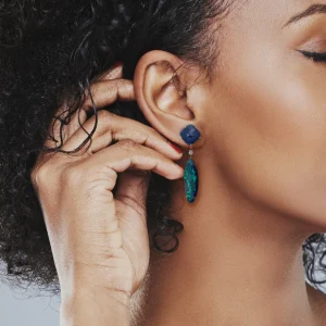 Cabo San Lucas 18K Gold One of a Kind Gemstone Earrings