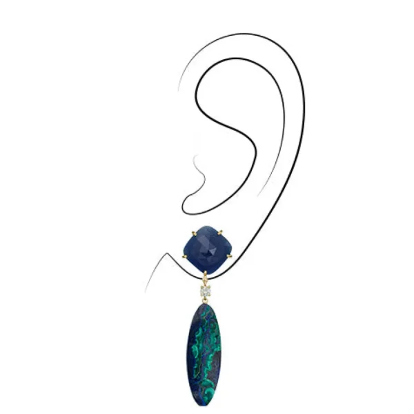 Cabo San Lucas 18K Gold One of a Kind Gemstone Earrings