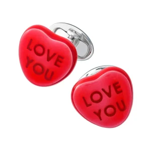 Candy Heart Red Sterling Cufflinks