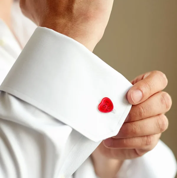 Candy Heart Red Sterling Cufflinks