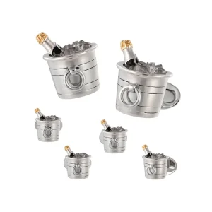Champagne Bottle on ice Sterling Cufflinks & Studs