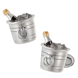 Champagne Bottle on ice Sterling Cufflinks
