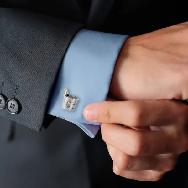 Champagne Bottle on ice Sterling Cufflinks
