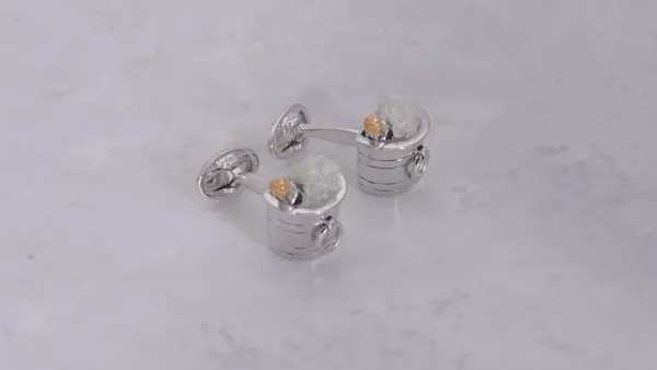 Champagne Bottle on ice Sterling Cufflinks