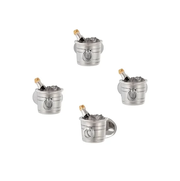 Champagne Bucket Sterling Tuxedo Studs