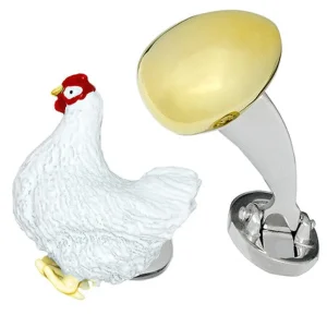Chicken and the Egg Sterling Cufflinks