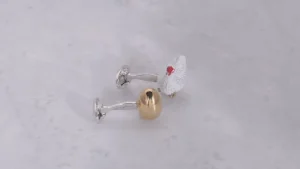 Chicken and the Egg Sterling Cufflinks