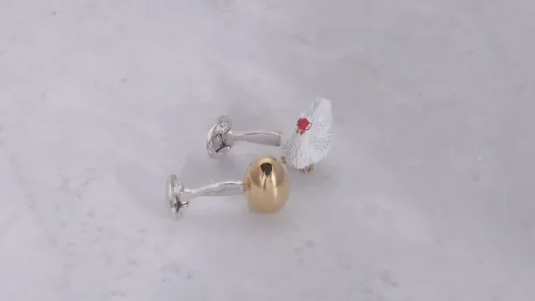 Chicken and the Egg Sterling Cufflinks