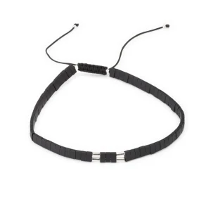 Chiclet Sterling Beaded Pull Cord Bracelet