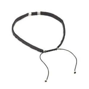 Chiclet Sterling Beaded Pull Cord Bracelet