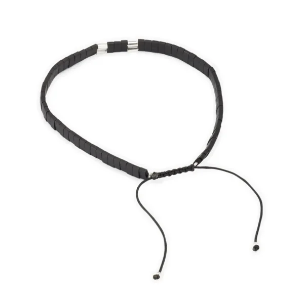 Chiclet Sterling Beaded Pull Cord Bracelet