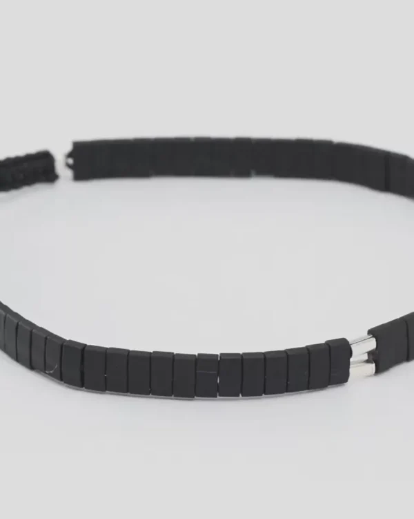 Chiclet Sterling Beaded Pull Cord Bracelet