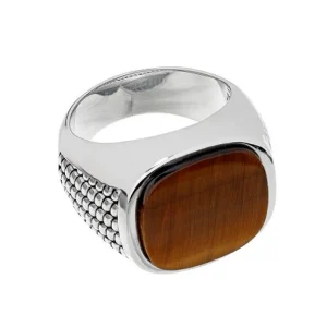 Cobra Etched Tiger's Eye Sterling Silver Ring I Jan Leslie