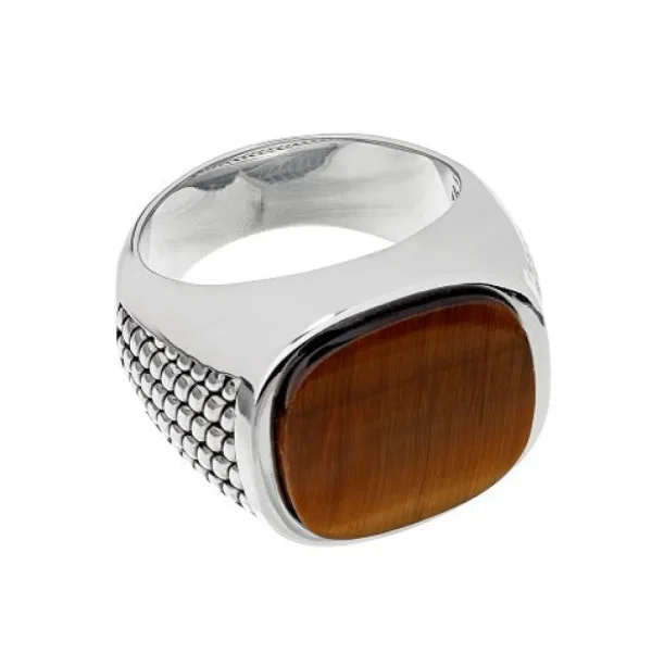 Cobra Etched Tiger's Eye Sterling Silver Ring I Jan Leslie