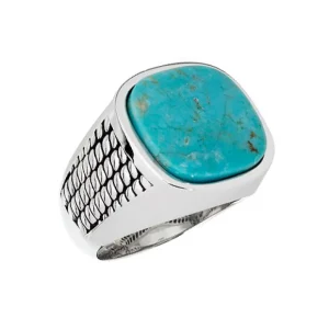 Cobra Etched Turquoise Sterling Silver Ring I Jan Leslie