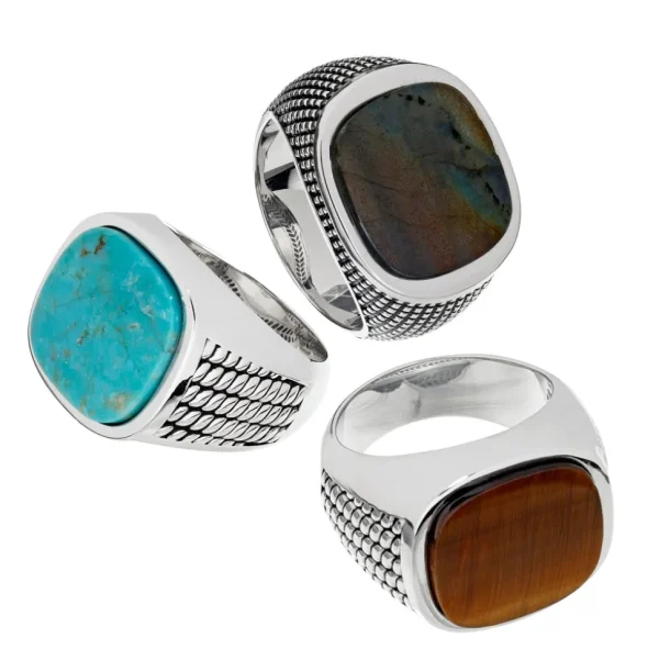 Cobra Etched Turquoise Sterling Silver Ring I Jan Leslie
