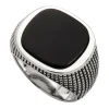 Cross Etched Black Onyx Sterling Silver Ring
