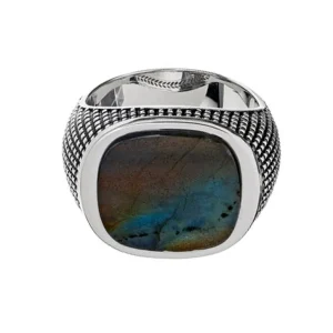 Cross Etched Labradorite Sterling Silver Ring I Jan Leslie