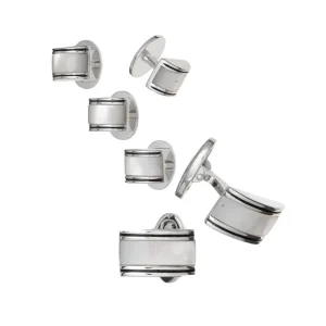 Curved Rectangle Sterling Cufflinks & Studs