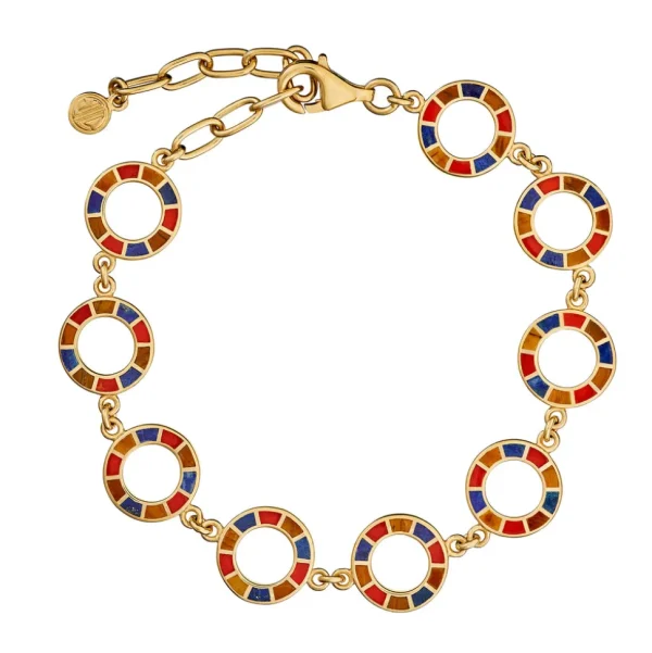 Dash All Around Circle Gemstone 18K Gold Vermeil Sterling Silver Bracelet