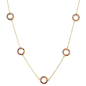 Dash Circle Five Station Gold Vermeil Sterling Necklace
