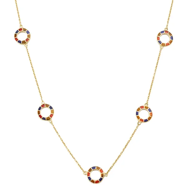 Dash Circle Five Station Gold Vermeil Sterling Necklace