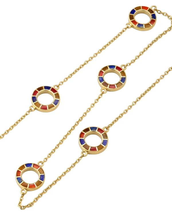Dash Circle Five Station Gold Vermeil Sterling Necklace