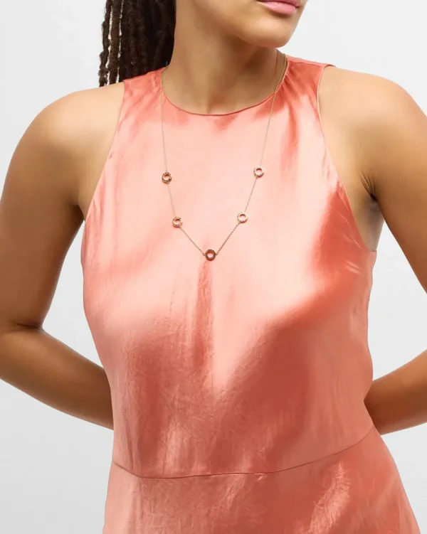 Dash Circle Five Station Gold Vermeil Sterling Necklace