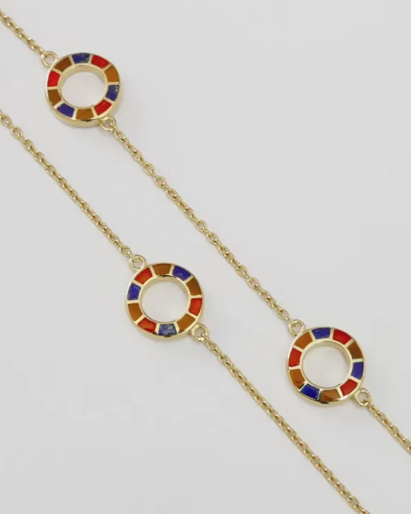 Dash Circle Five Station Gold Vermeil Sterling Necklace