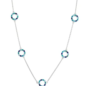 Dash Circle Gemstone Sterling Necklace