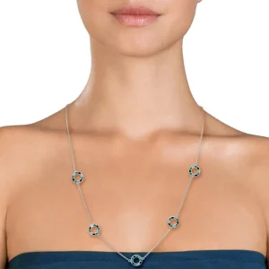 Dash Circle Gemstone Sterling Necklace