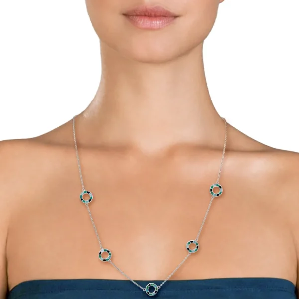 Dash Circle Gemstone Sterling Necklace