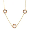 Dash Circle Triple Station Gold Vermeil Sterling Necklace