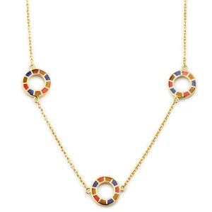 Dash Circle Triple Station Gold Vermeil Sterling Necklace