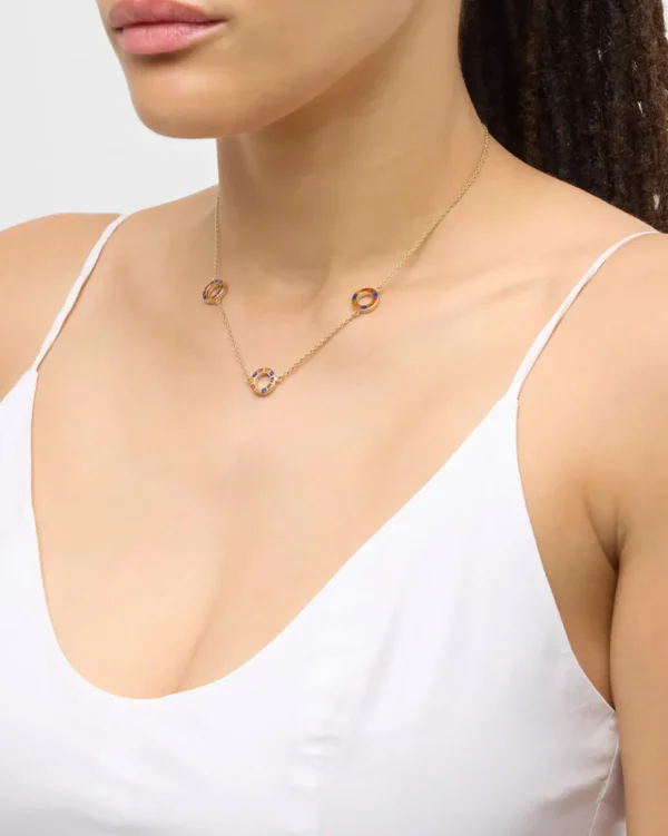 Dash Circle Triple Station Gold Vermeil Sterling Necklace