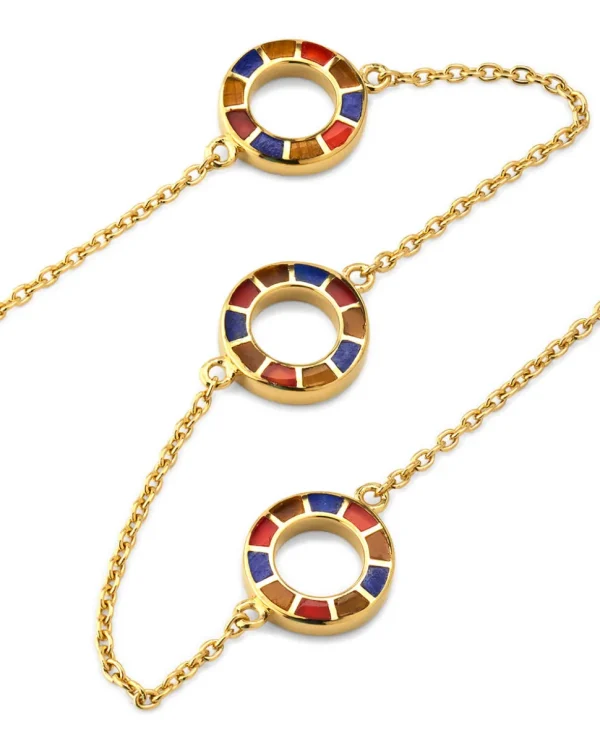 Dash Circle Triple Station Gold Vermeil Sterling Necklace