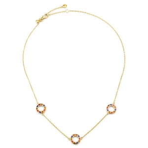 Dash Circle Triple Station Gold Vermeil Sterling Necklace